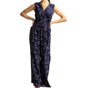 AnabellaWomen Blue Foral Sleeveless Jumpsuit